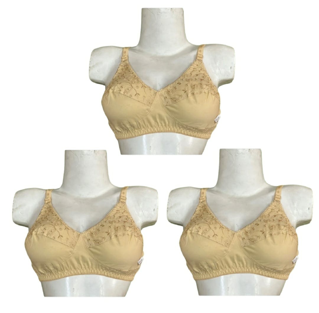 PACK OF 2 IMPORTED EBRIODERY STRETCHABLE COTTON BRA FOR SUMMER