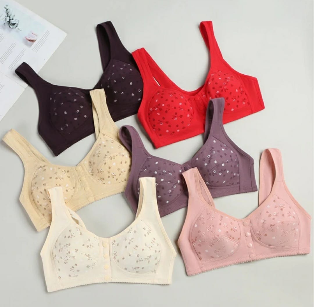 🌸 Pack of 2 Front-Open Cotton Comfort Bra – Everyday Support with Style 🌸
