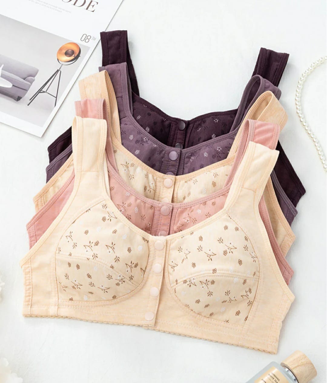 🌸 Pack of 2 Front-Open Cotton Comfort Bra – Everyday Support with Style 🌸